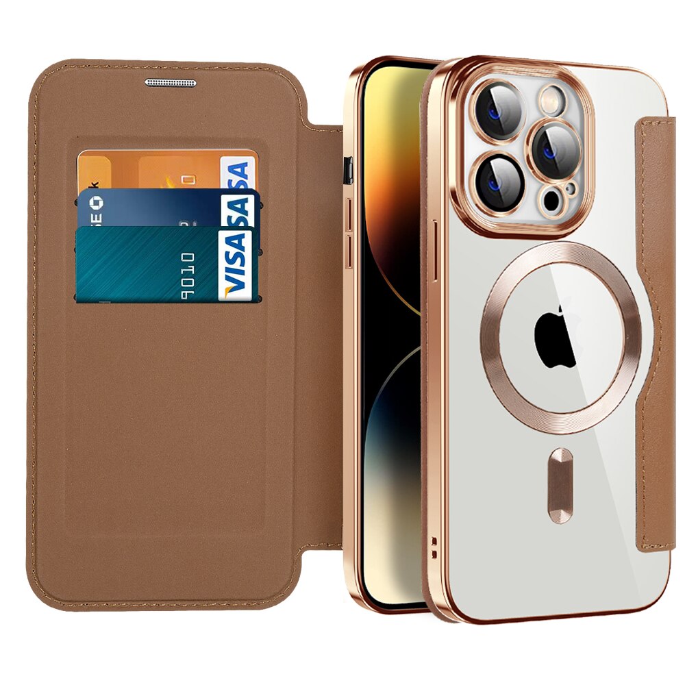 Transparante Portemonnee Telefoonhoes met MagSafe en RFID-blokkering voor iPhone 12 13 14 15 16 17 Reeks