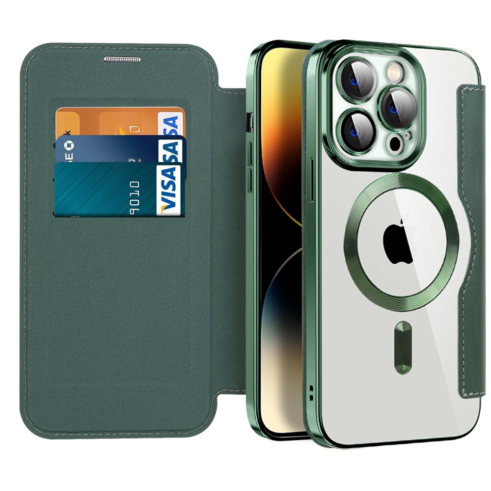 Transparante Portemonnee Telefoonhoes met MagSafe en RFID-blokkering voor iPhone 12 13 14 15 16 17 Reeks