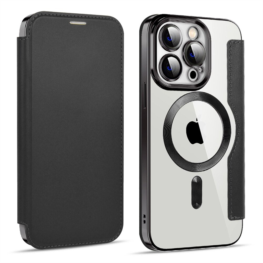 Transparante Portemonnee Telefoonhoes met MagSafe en RFID-blokkering voor iPhone 12 13 14 15 16 17 Reeks