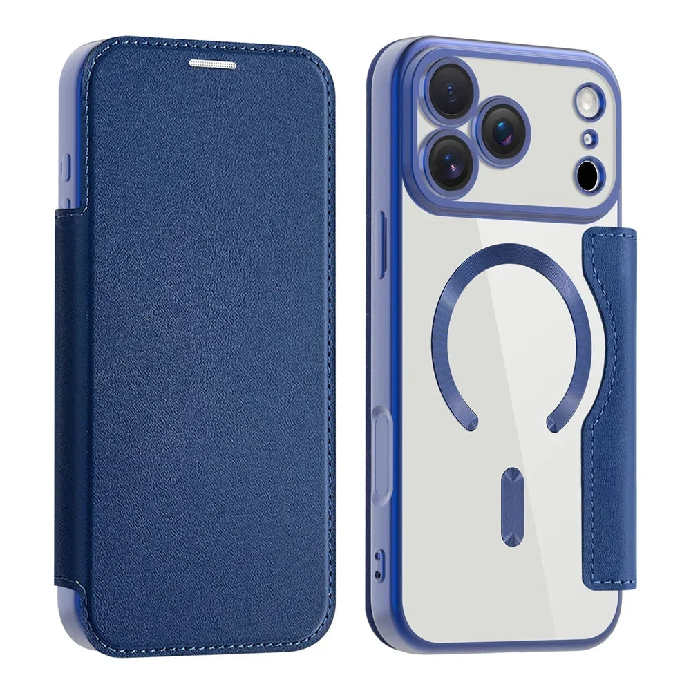 Transparante Portemonnee Telefoonhoes met MagSafe en RFID-blokkering voor iPhone 12 13 14 15 16 17 Reeks
