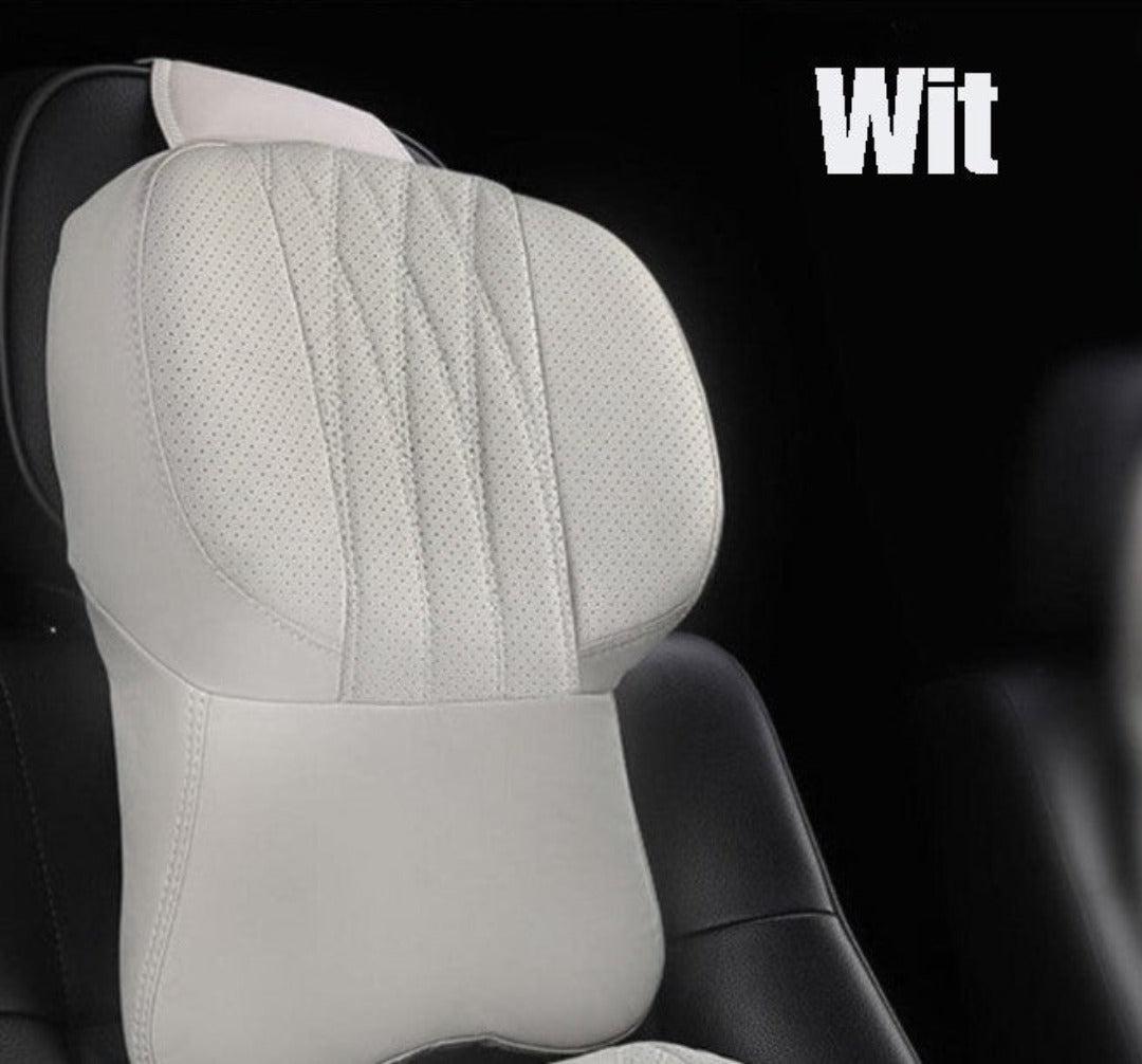 Nekkussen Auto Memory Foam Leer Rood Zwart Wit Bruin Hoofdsteun Ergonomisch Comfort Lange Ritten Reizen