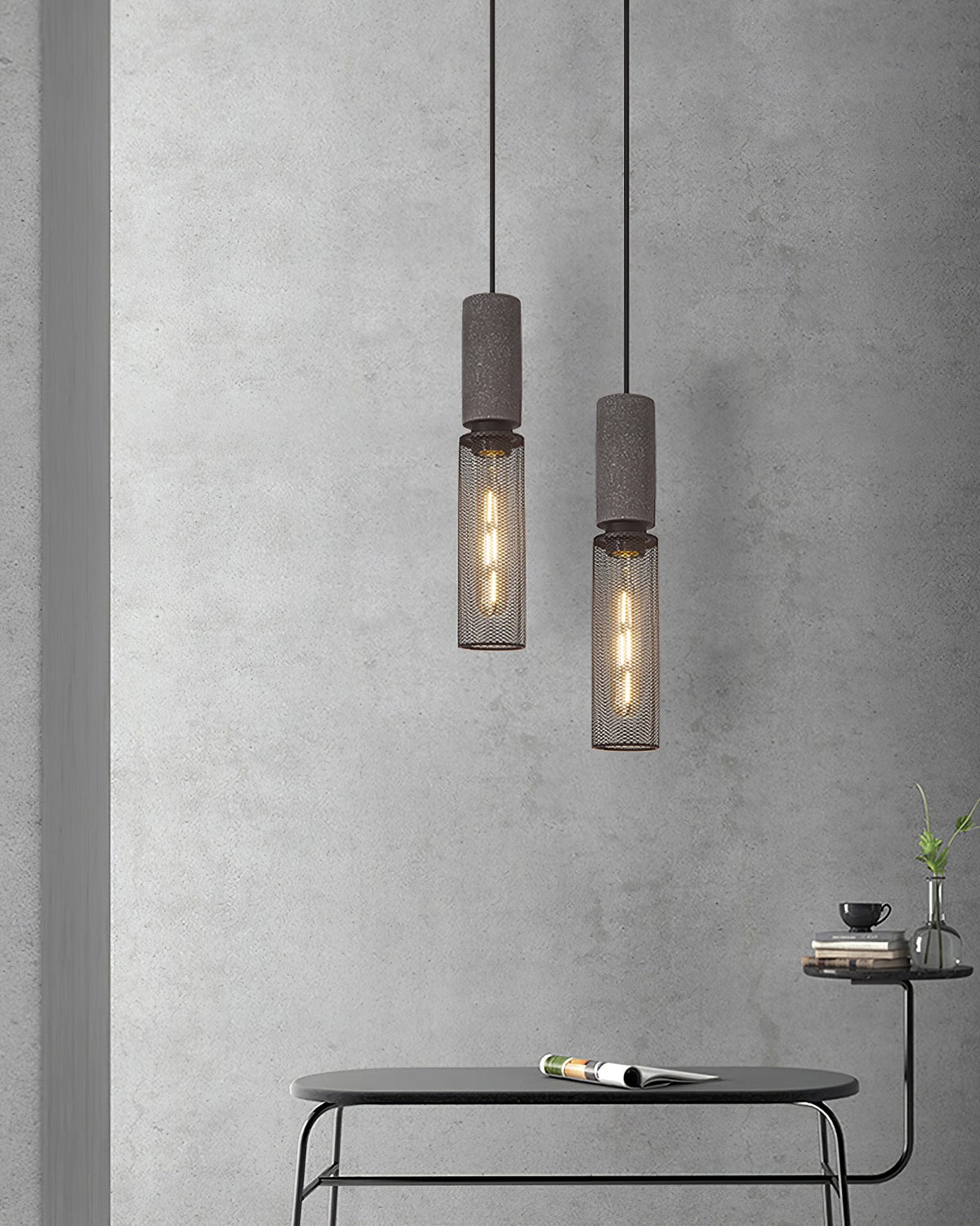 Beton Hanglamp Industrieel Cilinder Metaal Zwart Grijs E27