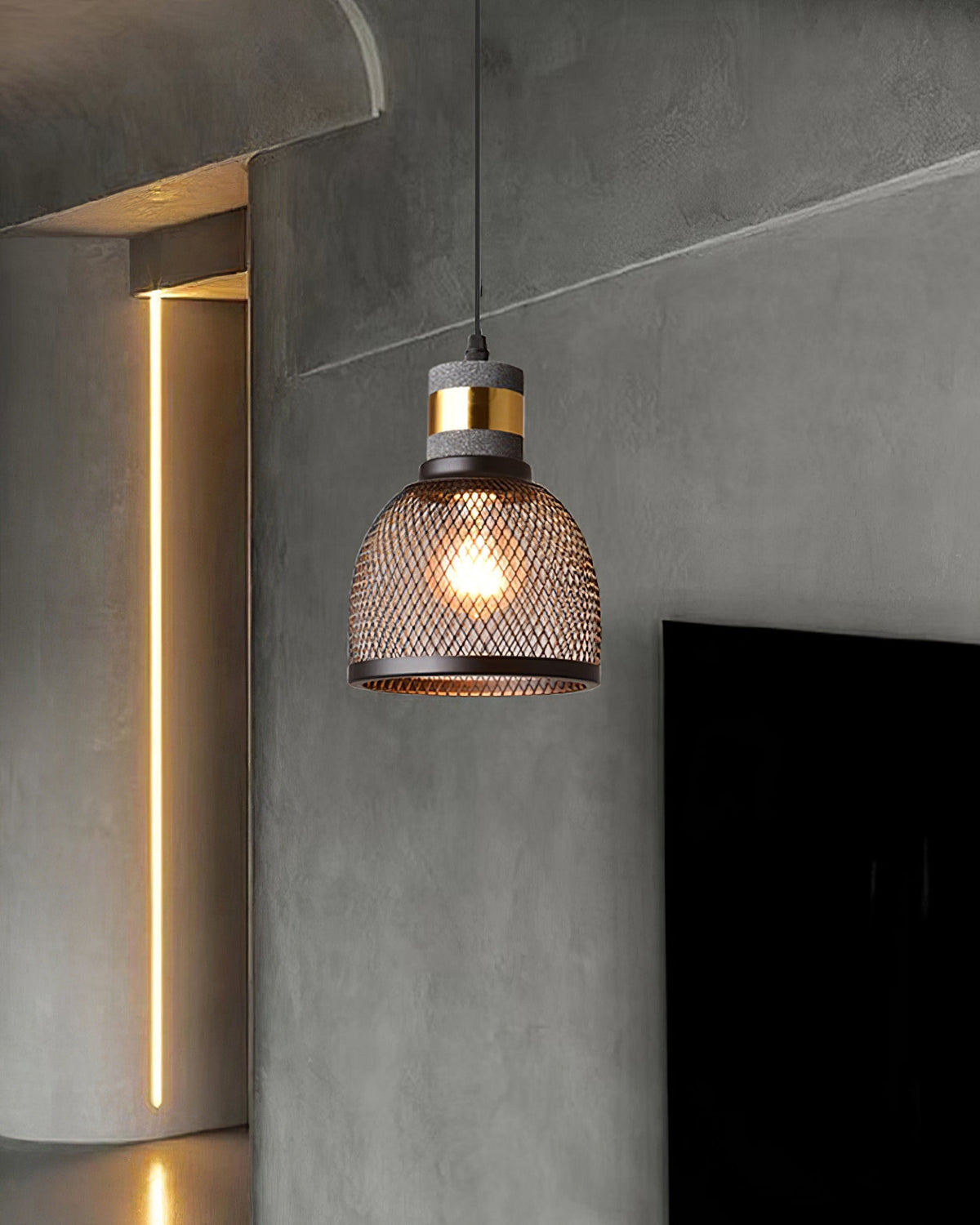 Beton Hanglamp Industrieel Cilinder Metaal Zwart Grijs E27