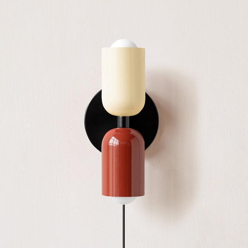 Dubbele Wandlamp met Stekker Lichtrichting Boven en Beneden Metalen Armatuur Gekleurde Kap E26 / E27 Fitting
