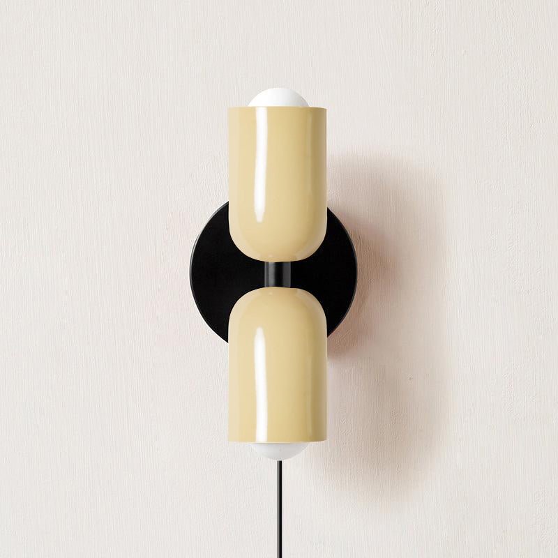 Dubbele Wandlamp met Stekker Lichtrichting Boven en Beneden Metalen Armatuur Gekleurde Kap E26 / E27 Fitting