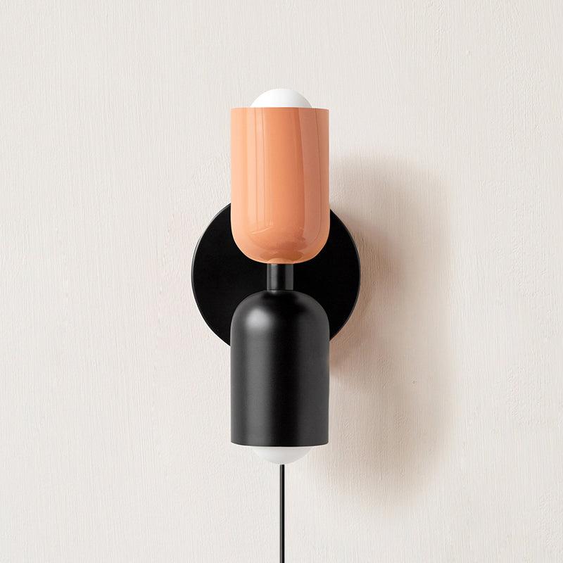 Dubbele Wandlamp met Stekker Lichtrichting Boven en Beneden Metalen Armatuur Gekleurde Kap E26 / E27 Fitting