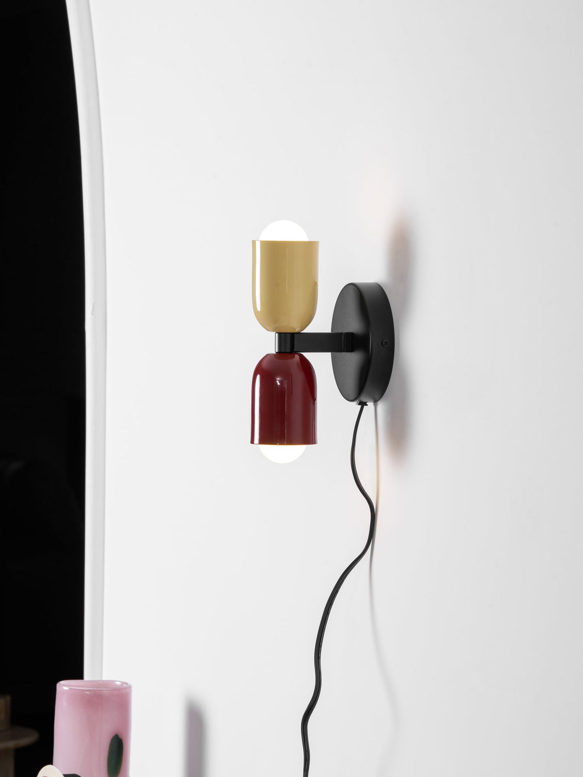 Dubbele Wandlamp met Stekker Lichtrichting Boven en Beneden Metalen Armatuur Gekleurde Kap E26 / E27 Fitting