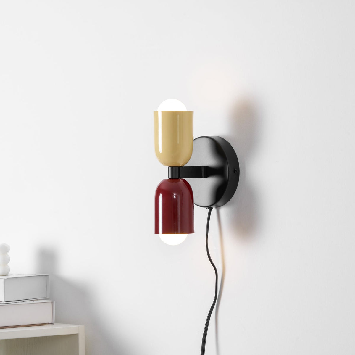 Dubbele Wandlamp met Stekker Lichtrichting Boven en Beneden Metalen Armatuur Gekleurde Kap E26 / E27 Fitting