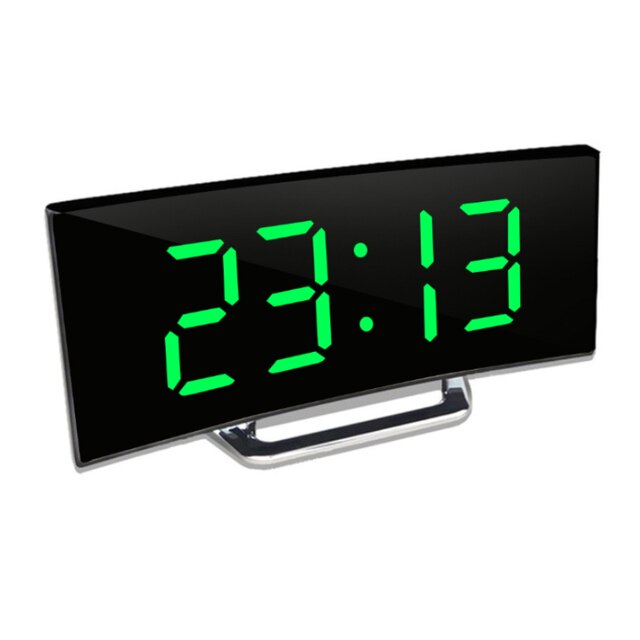 Digitale LED Wekker met Gebogen Display - Automatische Lichtregeling & Groot Scherm