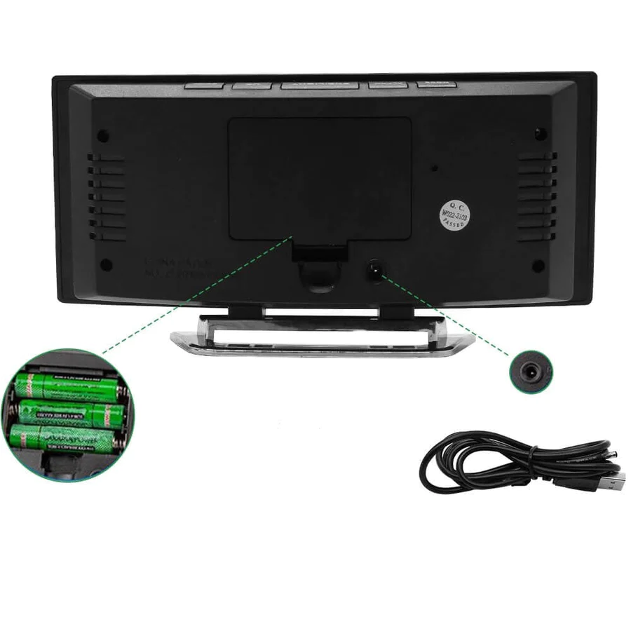 Digitale LED Wekker met Gebogen Display - Automatische Lichtregeling & Groot Scherm