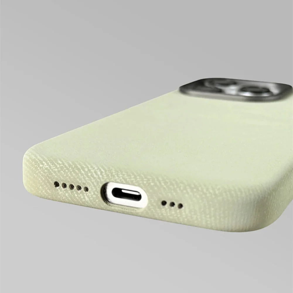 Polyester iPhone Hoesje met Denim-Look voor 13 tot 17 Draadloos Laden Compatibel Stevige Bescherming