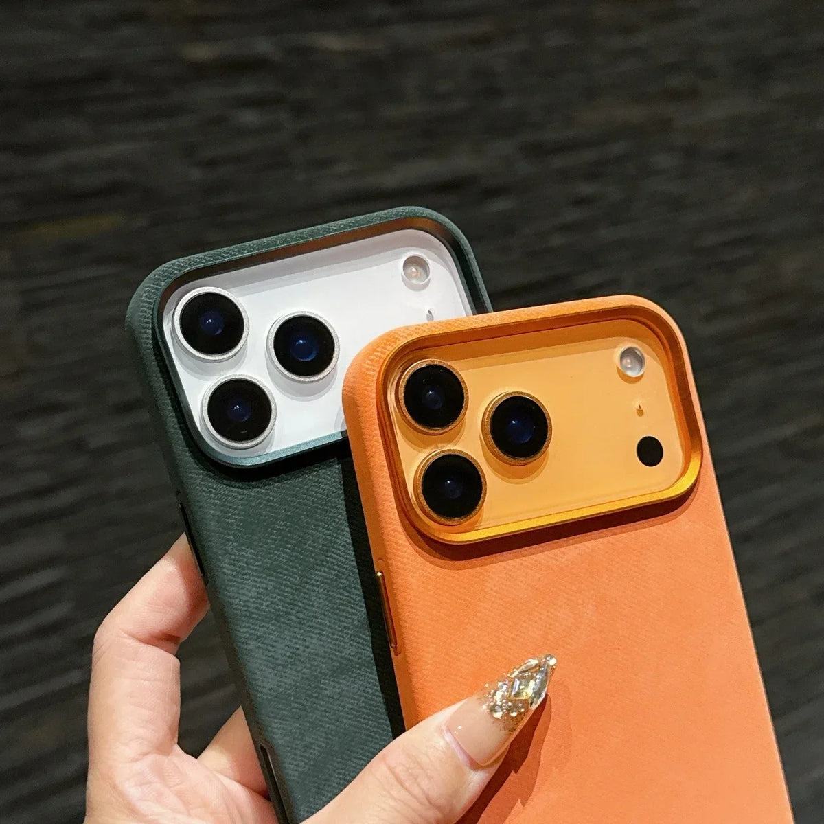 Polyester iPhone Hoesje met Denim-Look voor 13 tot 17 Draadloos Laden Compatibel Stevige Bescherming