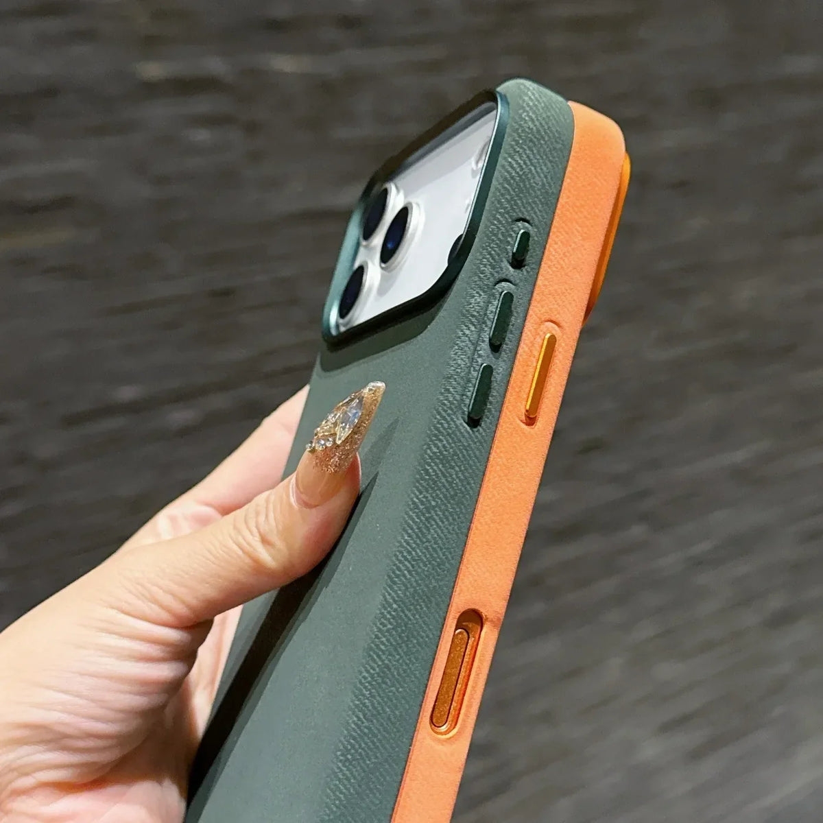 Polyester iPhone Hoesje met Denim-Look voor 13 tot 17 Draadloos Laden Compatibel Stevige Bescherming