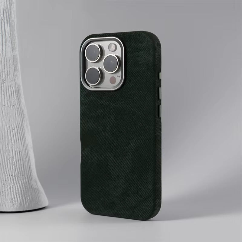 Polyester iPhone Hoesje met Denim-Look voor 13 tot 17 Draadloos Laden Compatibel Stevige Bescherming