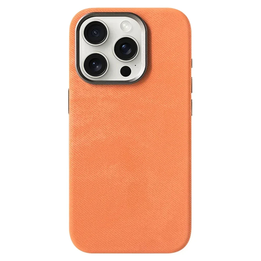 Polyester iPhone Hoesje met Denim-Look voor 13 tot 17 Draadloos Laden Compatibel Stevige Bescherming