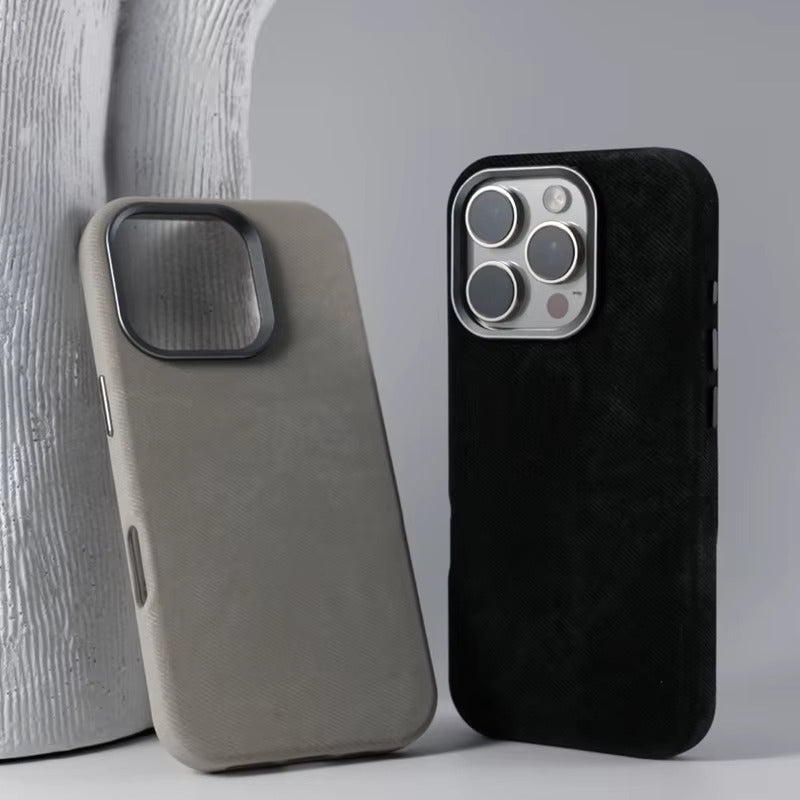 Polyester iPhone Hoesje met Denim-Look voor 13 tot 17 Draadloos Laden Compatibel Stevige Bescherming