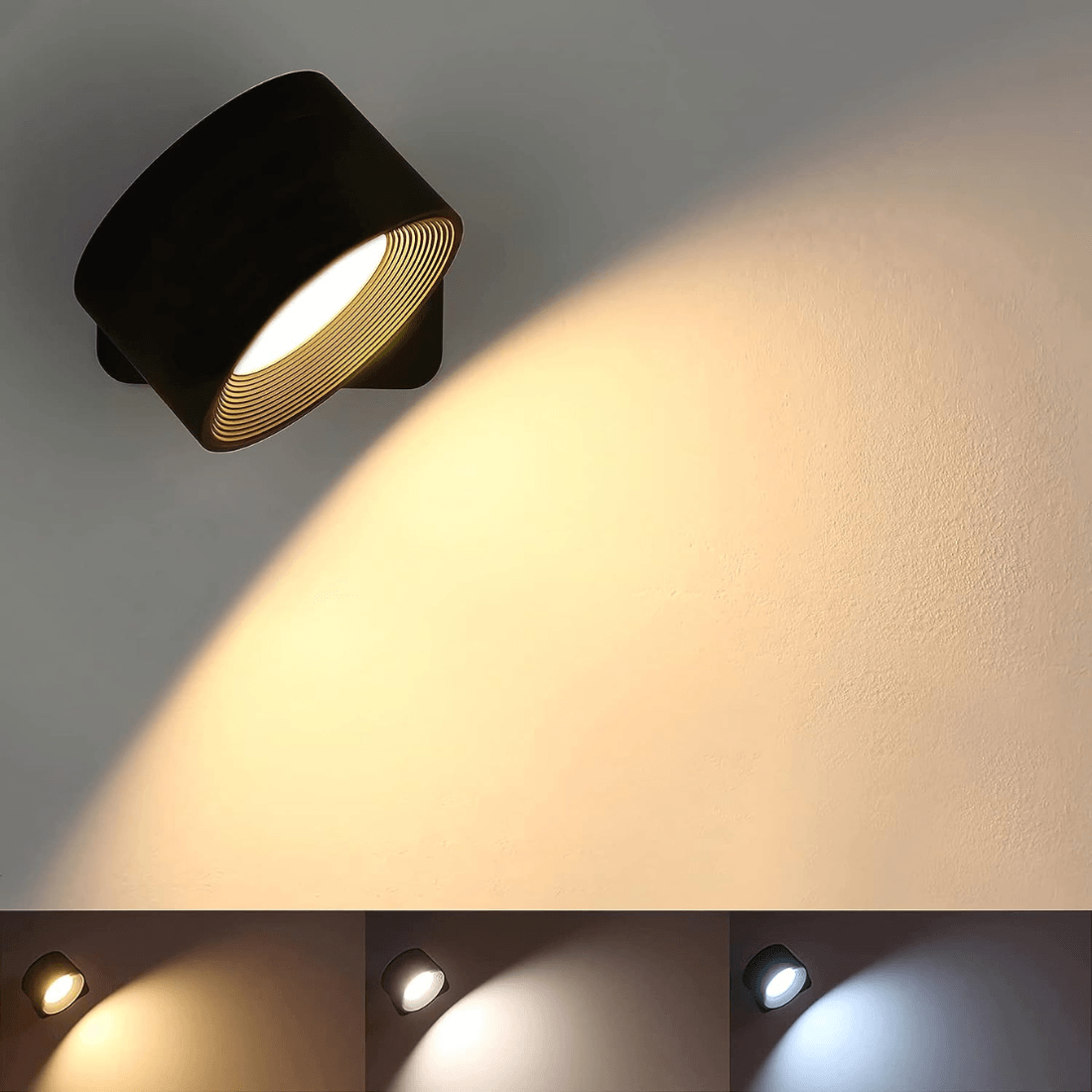 Draadloze Wandlamp Verstelbaar 360° LED Oplaadbaar USB Leeslamp Slaapkamer Woonkamer Hal Batterij Dimbaar