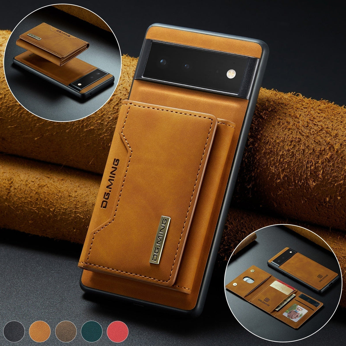 Afneembare Lederen Portemonnee Hoes Google Pixel Magnetisch met Kaartslots Bruin Zwart Smartphone Accessoire