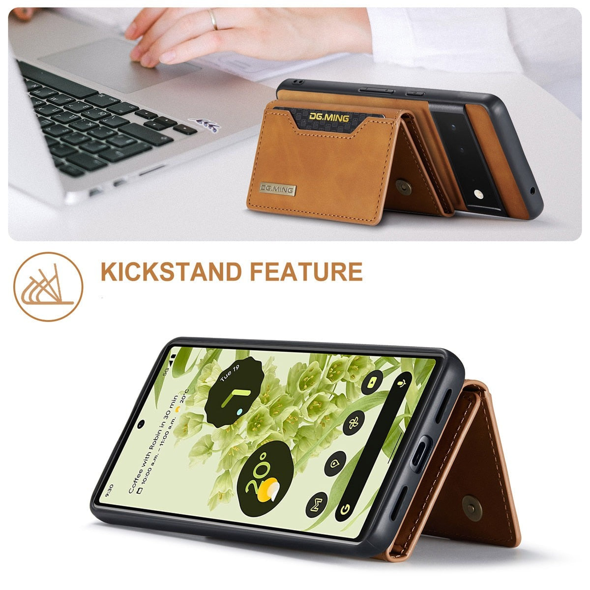 Afneembare Lederen Portemonnee Hoes Google Pixel Magnetisch met Kaartslots Bruin Zwart Smartphone Accessoire