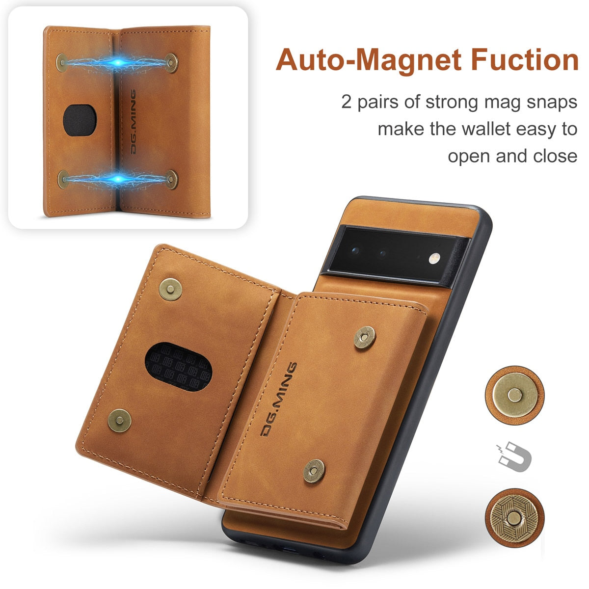 Afneembare Lederen Portemonnee Hoes Google Pixel Magnetisch met Kaartslots Bruin Zwart Smartphone Accessoire
