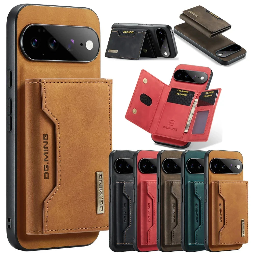 Afneembare Lederen Portemonnee Hoes Google Pixel Magnetisch met Kaartslots Bruin Zwart Smartphone Accessoire