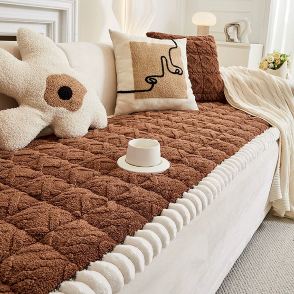 Sherpa Bankbeschermhoes - Gequilt Microfiber Bankovertrek met Anti-Slip voor 1-Zits 2-Zits 3-Zits 4-Zits Banken - Bescherming tegen Vlekken Stof Slijtage