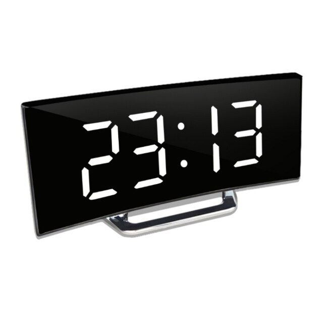Digitale LED Spiegelwekker met Gebogen Display en Automatische Dimfunctie | CurveClock | Moderne Wekker met Dag- en Nachtmodus voor Slaapkamer en Kantoor