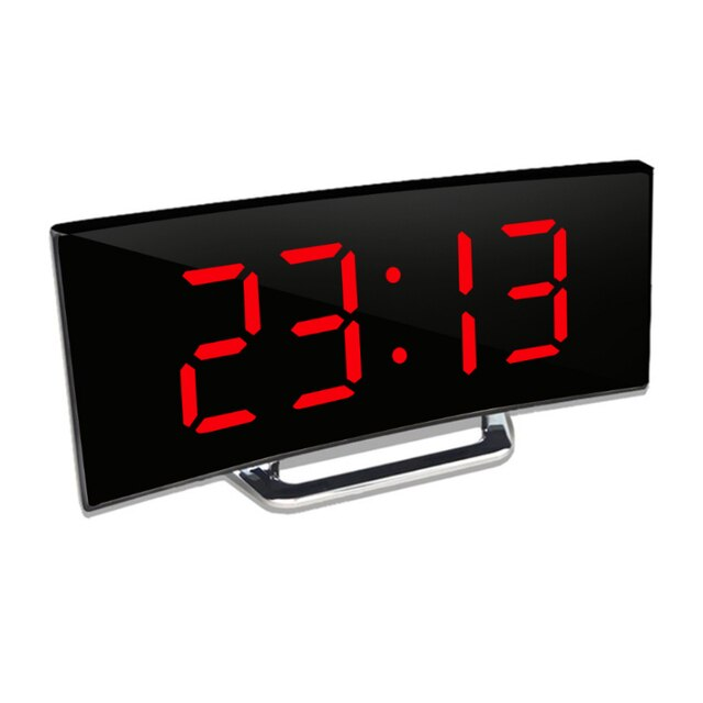 Digitale LED Spiegelwekker met Gebogen Display en Automatische Dimfunctie | CurveClock | Moderne Wekker met Dag- en Nachtmodus voor Slaapkamer en Kantoor