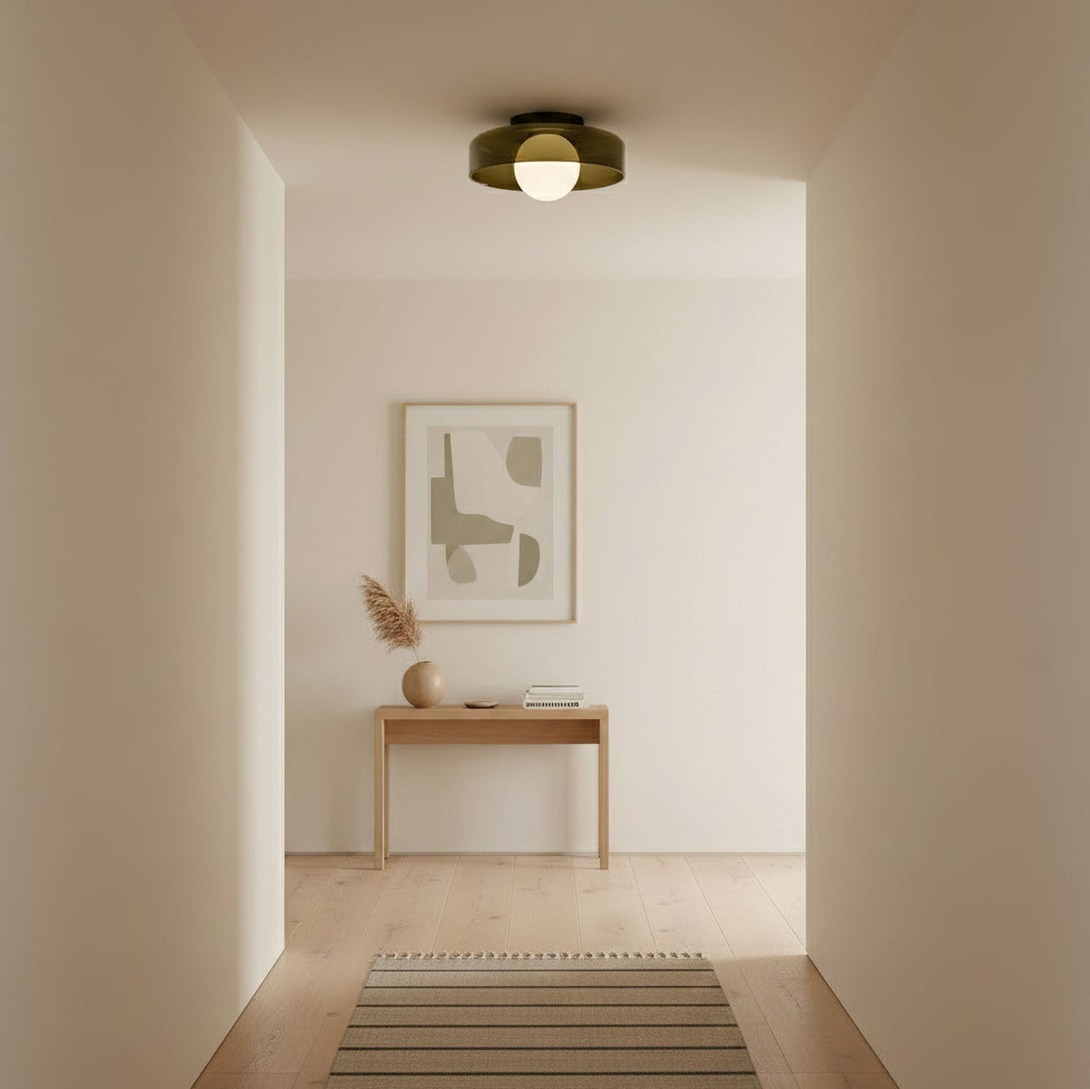 Disc Orb Plafondlamp - Moderne Glazen Lampenkap Rond Scandinavisch Design Messing Basis 3 Lichtpunten Warm Licht Woonkamer Slaapkamer Eetkamer