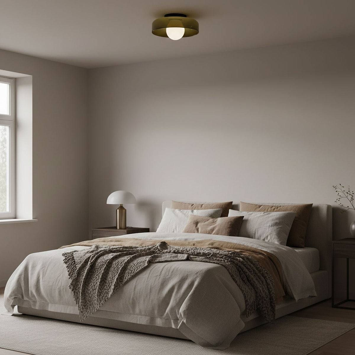 Disc Orb Plafondlamp - Moderne Glazen Lampenkap Rond Scandinavisch Design Messing Basis 3 Lichtpunten Warm Licht Woonkamer Slaapkamer Eetkamer