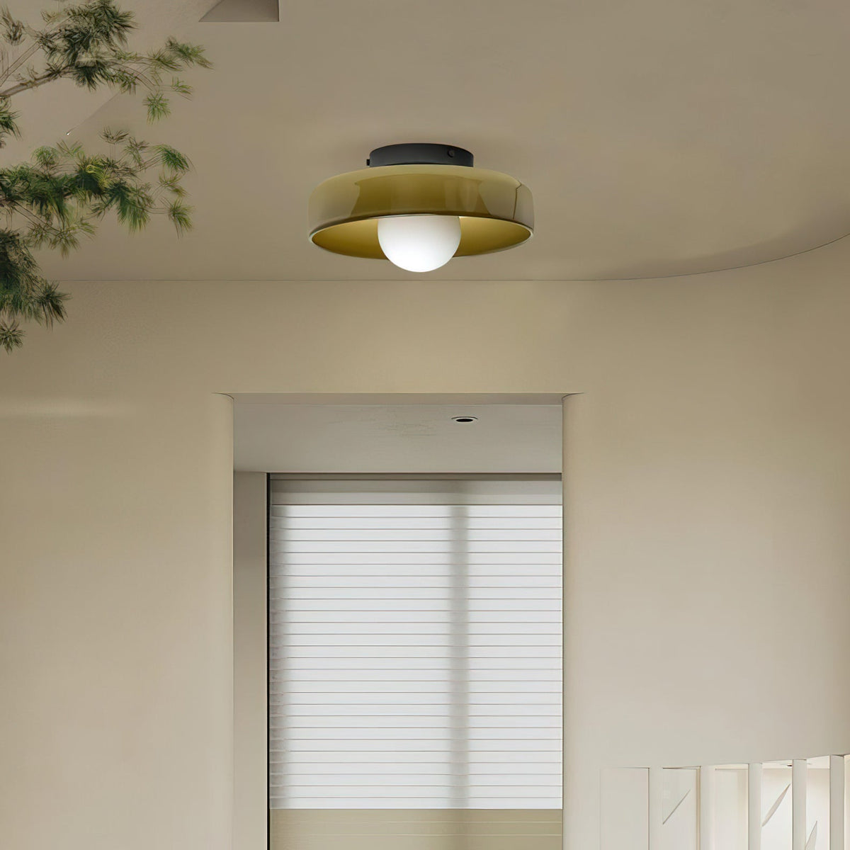 Disc Orb Plafondlamp - Moderne Glazen Lampenkap Rond Scandinavisch Design Messing Basis 3 Lichtpunten Warm Licht Woonkamer Slaapkamer Eetkamer