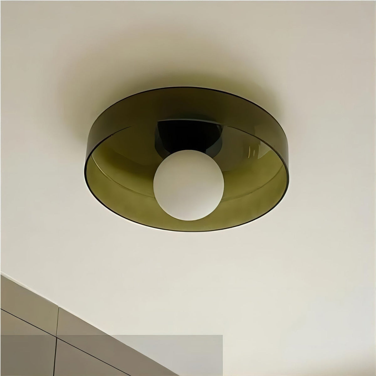 Disc Orb Plafondlamp - Moderne Glazen Lampenkap Rond Scandinavisch Design Messing Basis 3 Lichtpunten Warm Licht Woonkamer Slaapkamer Eetkamer