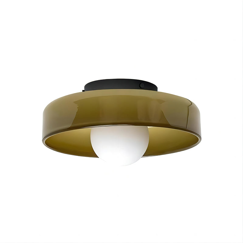 Disc Orb Plafondlamp - Moderne Glazen Lampenkap Rond Scandinavisch Design Messing Basis 3 Lichtpunten Warm Licht Woonkamer Slaapkamer Eetkamer