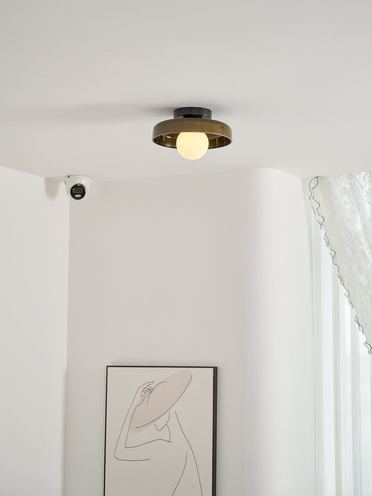 Disc Orb Plafondlamp - Moderne Glazen Lampenkap Rond Scandinavisch Design Messing Basis 3 Lichtpunten Warm Licht Woonkamer Slaapkamer Eetkamer