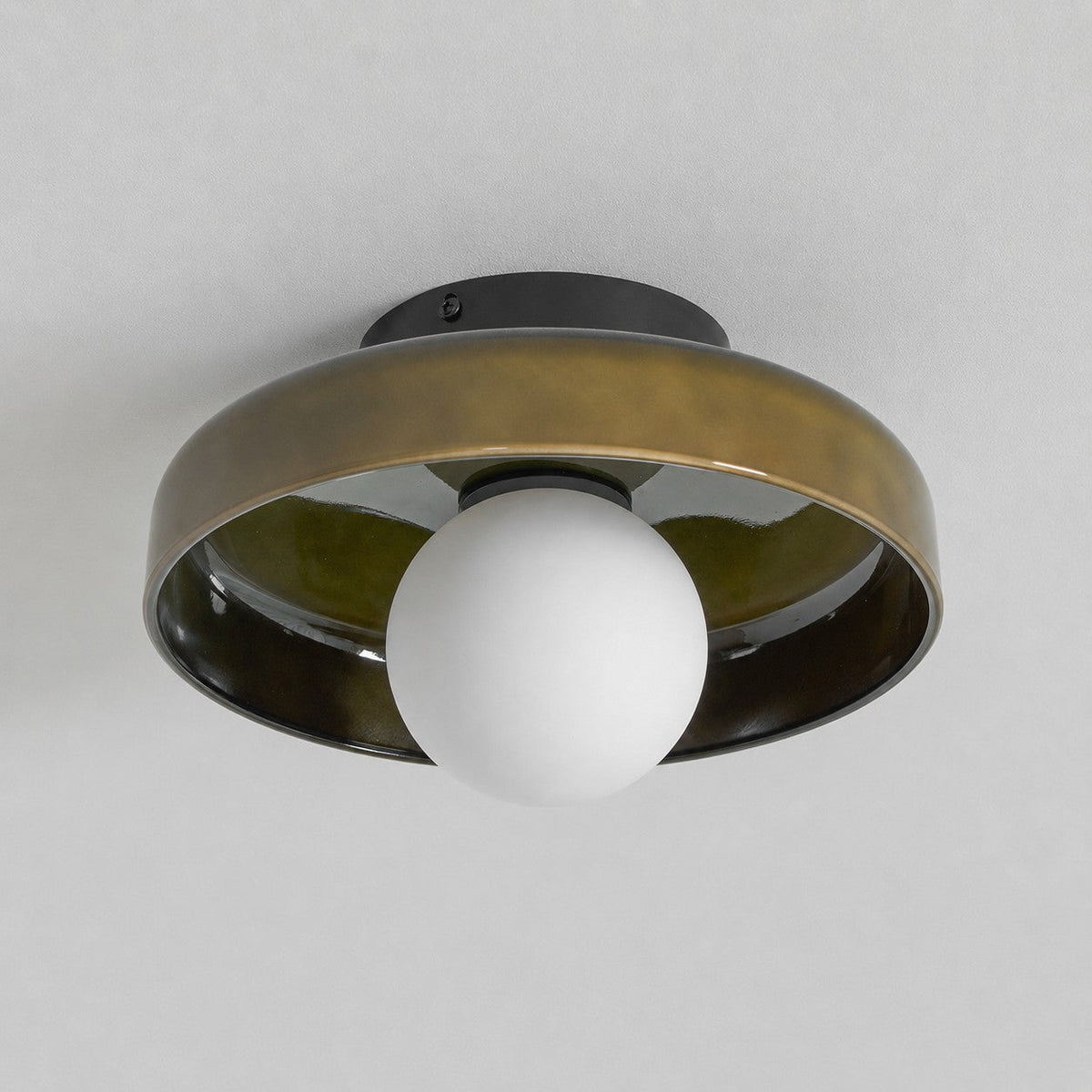 Disc Orb Plafondlamp - Moderne Glazen Lampenkap Rond Scandinavisch Design Messing Basis 3 Lichtpunten Warm Licht Woonkamer Slaapkamer Eetkamer