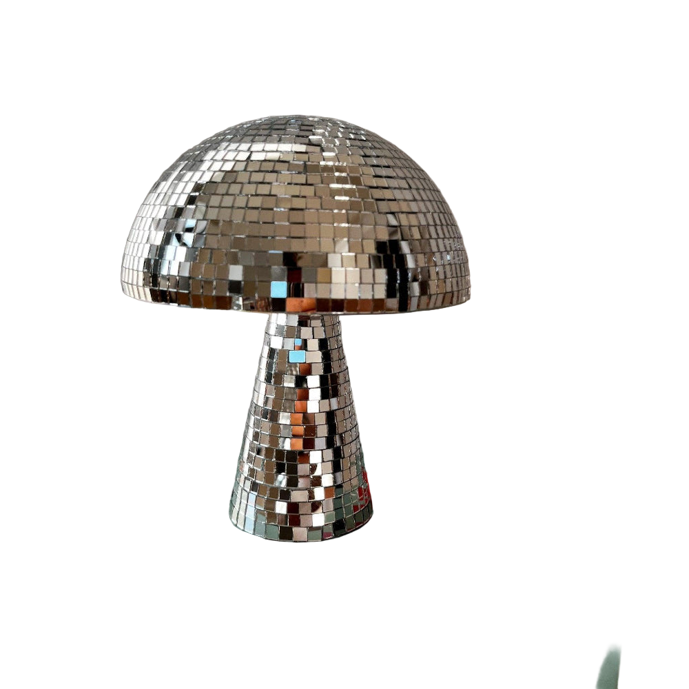 Retro Paddenstoellamp met Glittereffect - Spiegeltegels Discokogel Design 15x18cm of 20x22.5cm