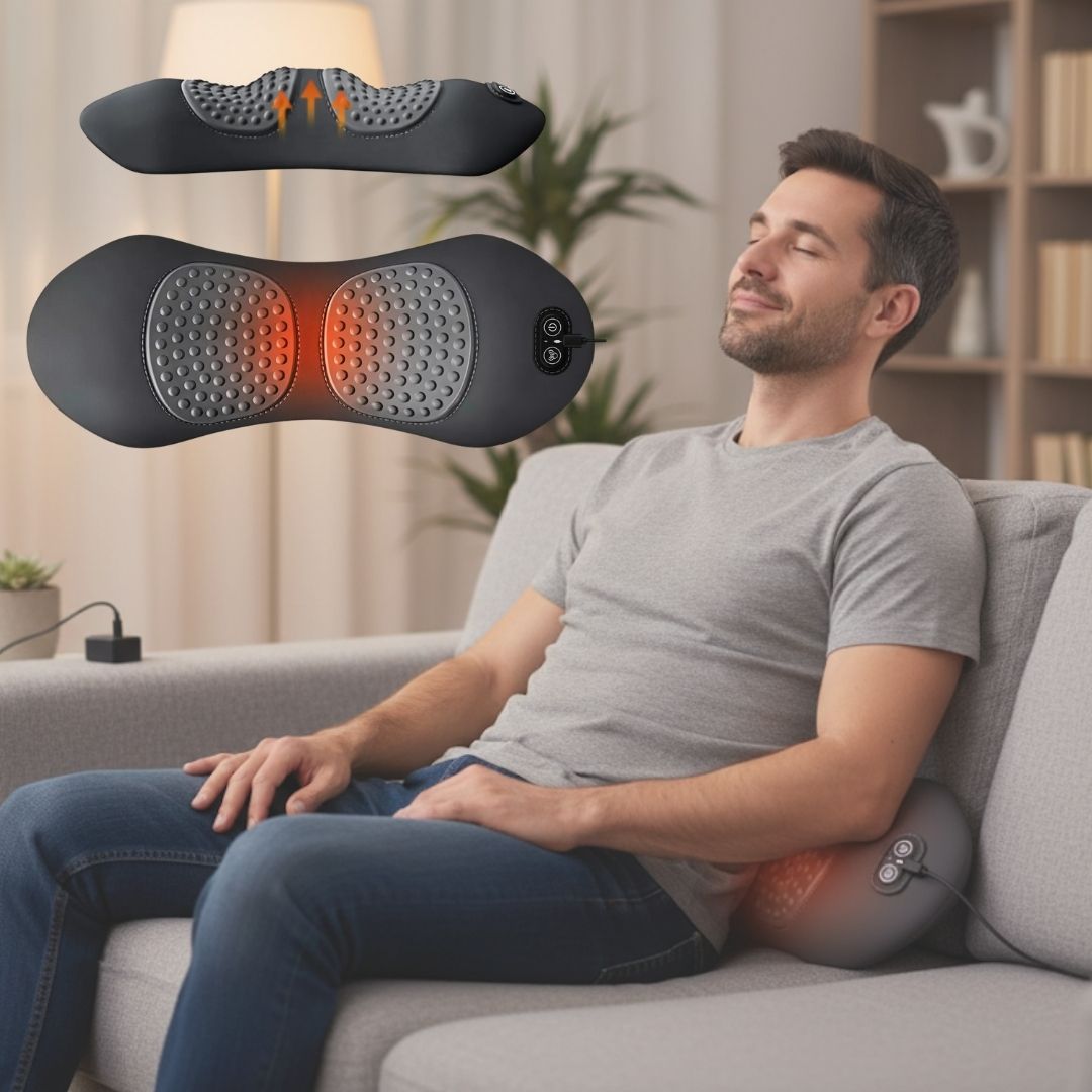 Rugmassageapparaat met Warmte en Vibratie voor Onderrug Lumbale Therapie Thuis Ischias Ontspanning Pijnverlichting