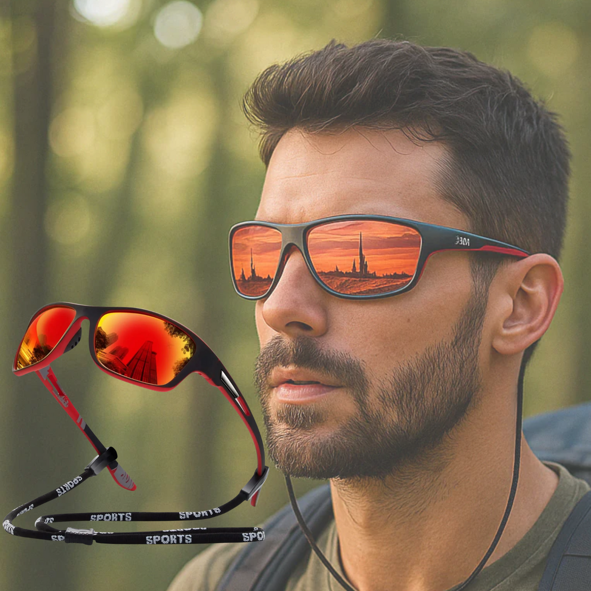 Sportieve Gepolariseerde Zonnebril - UV400 Bescherming - Wrap-Around Design voor Fietsen, Hardlopen & Outdoor Activiteiten | Lichtgewicht Anti-Reflectie Brillen