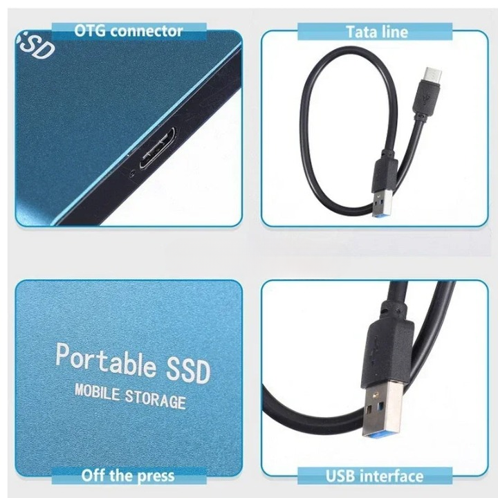 Externe SSD 2TB Gaming USB-C Draagbare Solid State Drive tot 1050MB/s PC Console Opslag
