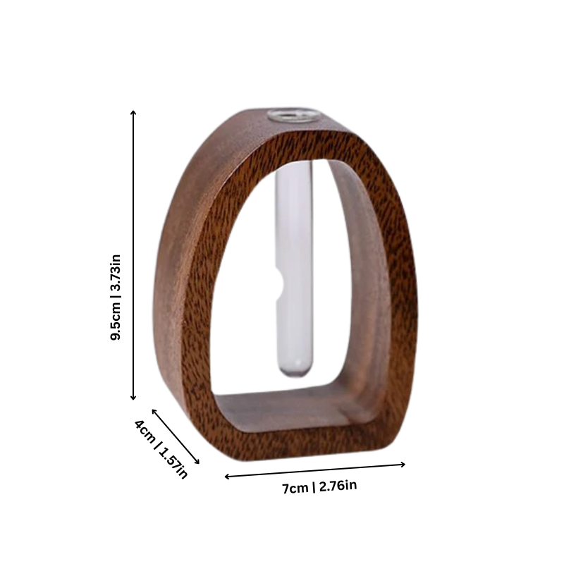 Glazen Vaas met Houten Standaard Hydrocultuur Planthouder Modern Scandinavisch Design Walnoot Decoratief