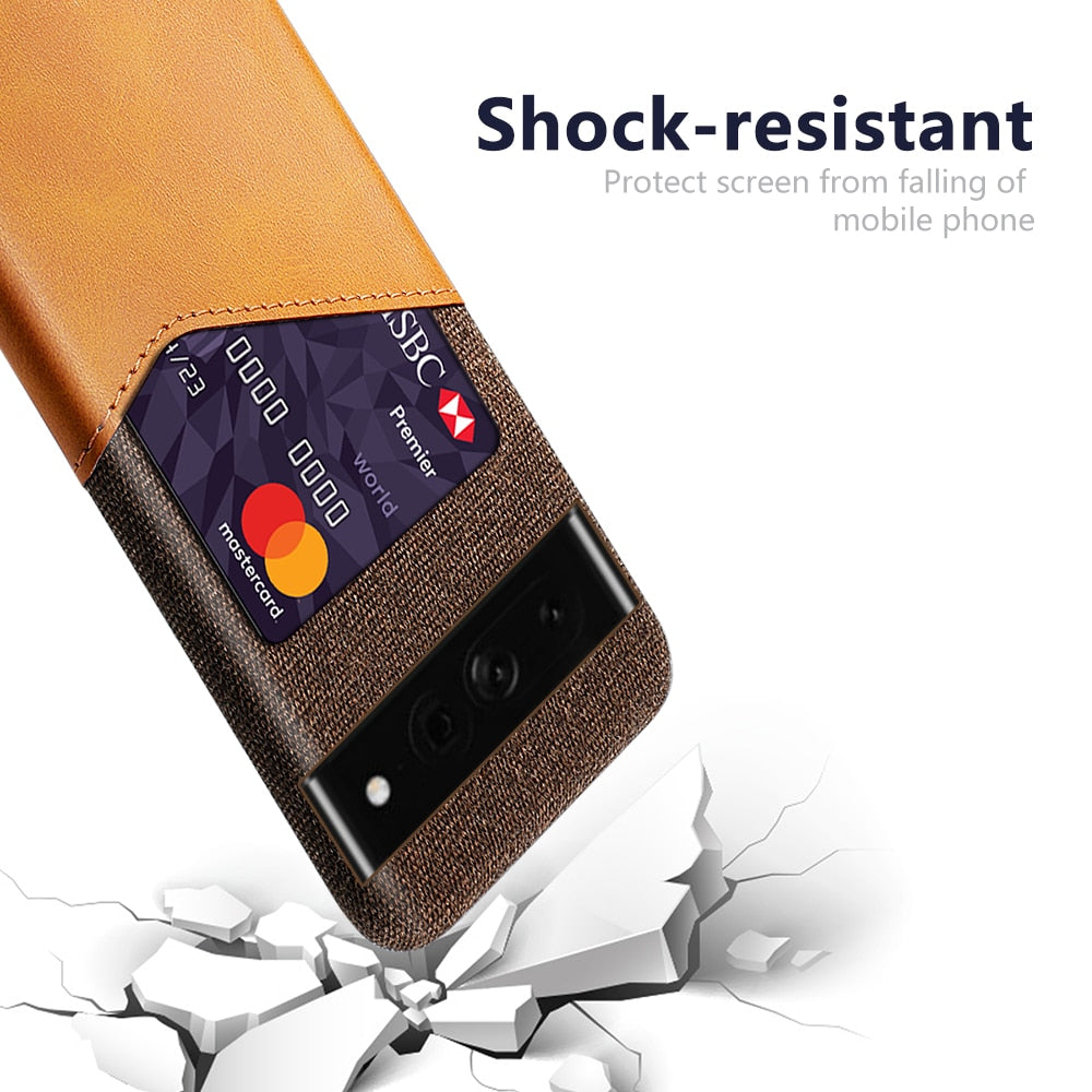 Smartphone Wallet Hoesje met Dubbele Kaartslots voor Google Pixel Modellen Leer-Look PU Beschermhoes Pasjeshouder