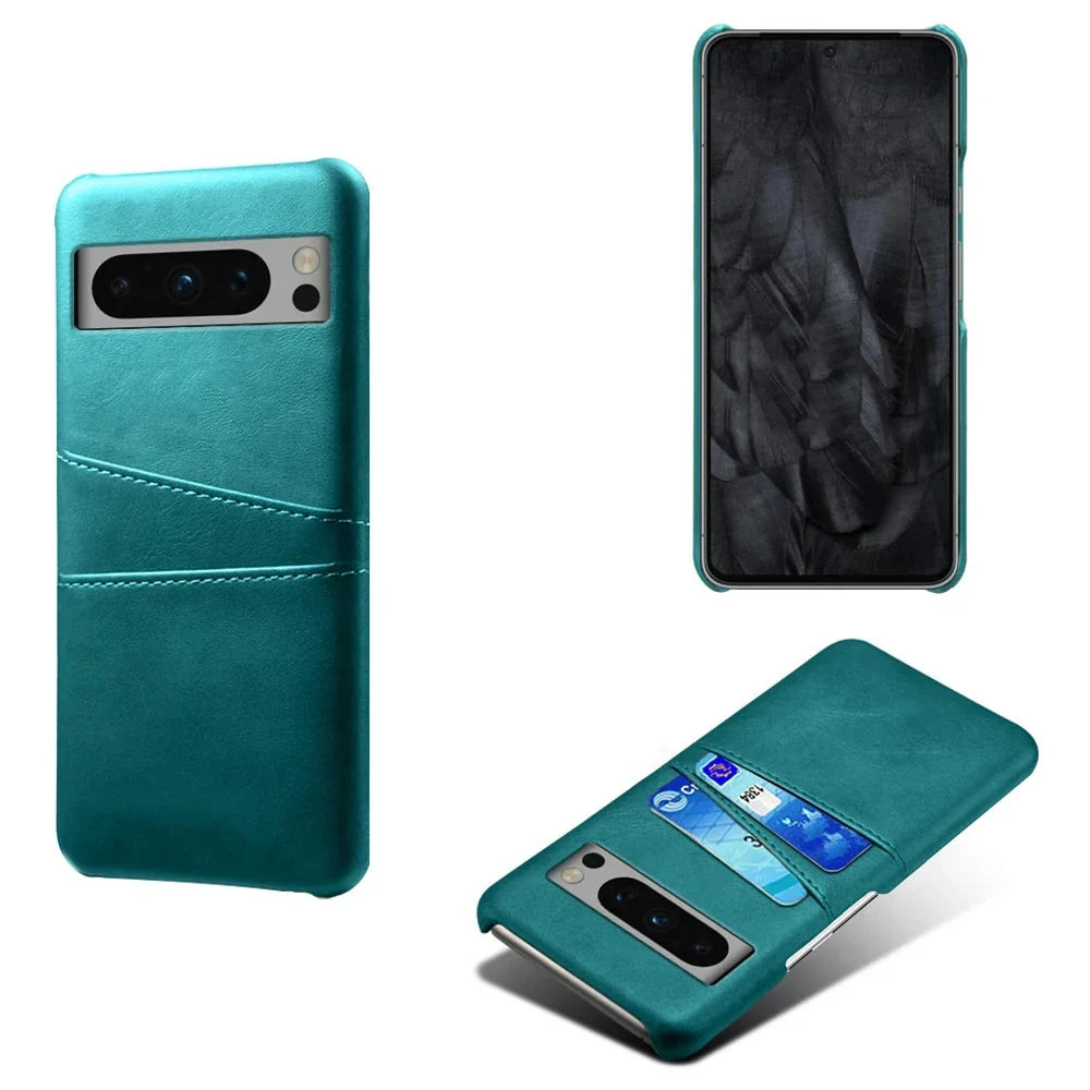 Smartphone Wallet Hoesje met Dubbele Kaartslots voor Google Pixel Modellen Leer-Look PU Beschermhoes Pasjeshouder