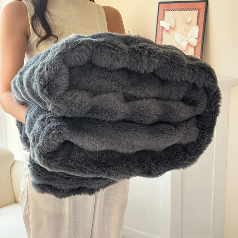 Dubbel­laagse Fleece Deken van Imitatie Konijnenbont – Ultiem Zacht & Warm Comfort