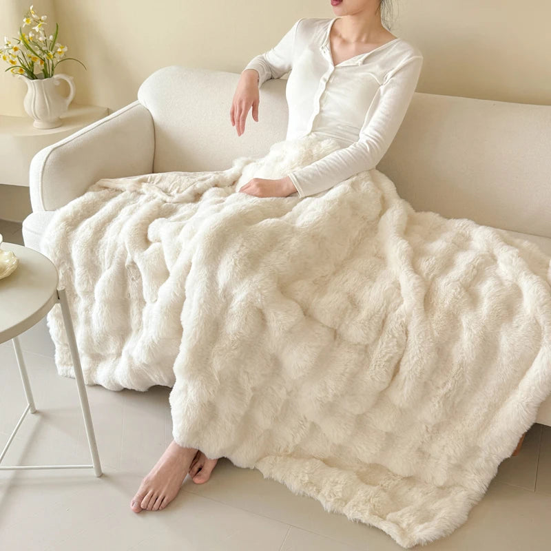 Dubbel­laagse Fleece Deken van Imitatie Konijnenbont – Ultiem Zacht & Warm Comfort
