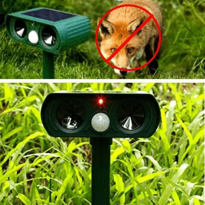 Zonne-energie Dierenverjager met Bewegingssensor Ultrasoon Outdoor Tuinbescherming tegen Katten Vogels