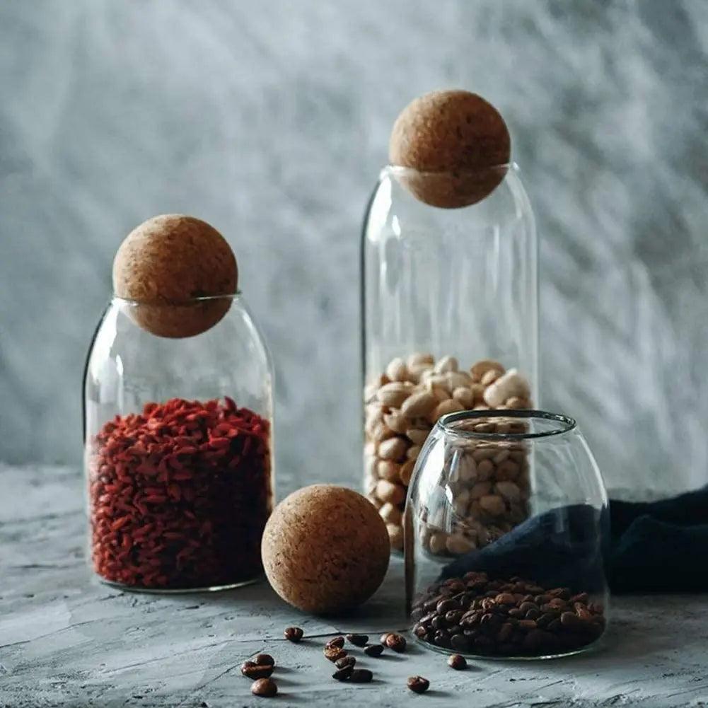 Glazen Opbergset met Kurkdeksels - 3-delige Bewaarpottenset - Eco-Friendly & Luchtdicht - 500ml, 800ml & 1200ml