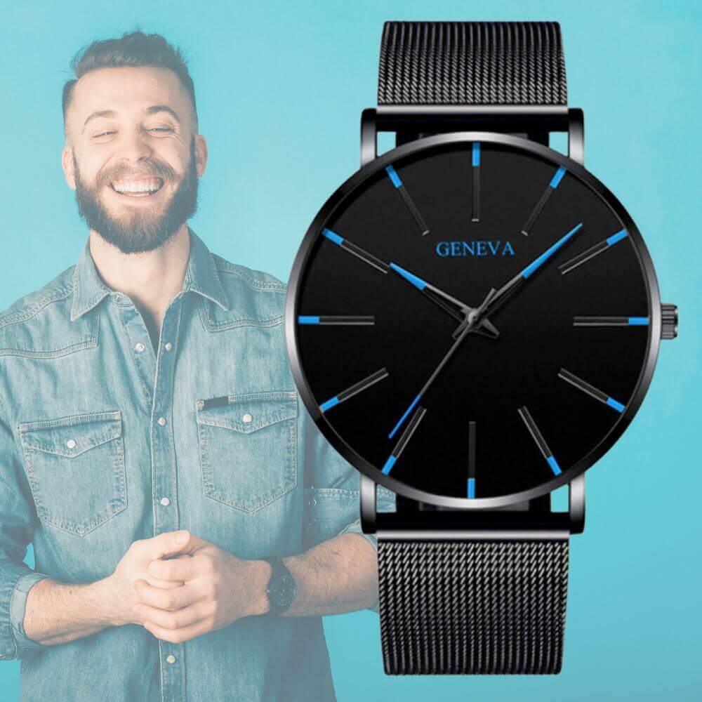Minimalistische Herenpolshorloge 40mm Edelstaal Leren Band Quartz Waterdicht Stijlvol Slank Design Klassiek