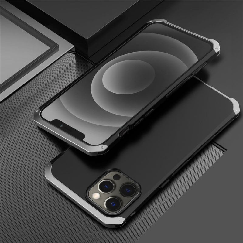 Metalen Pantserhoesje iPhone 14 15 16 Pro Max Valbestendig Camera Bescherming Anti-Vingerafdruk Shockproof