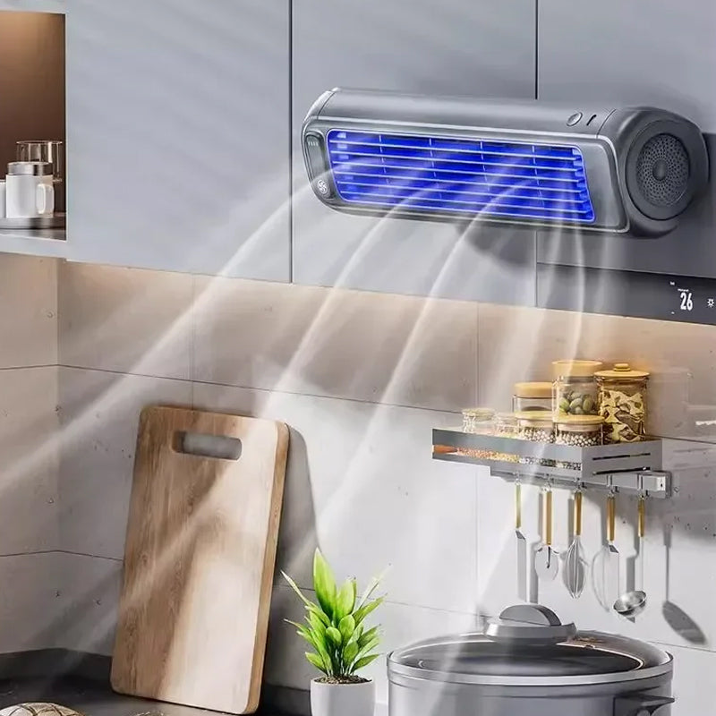 Compacte Wandventilator met Koelfunctie 2000mAh Oplaadbaar Bladloos Ontwerp voor Thuis Kantoor Slaapkamer