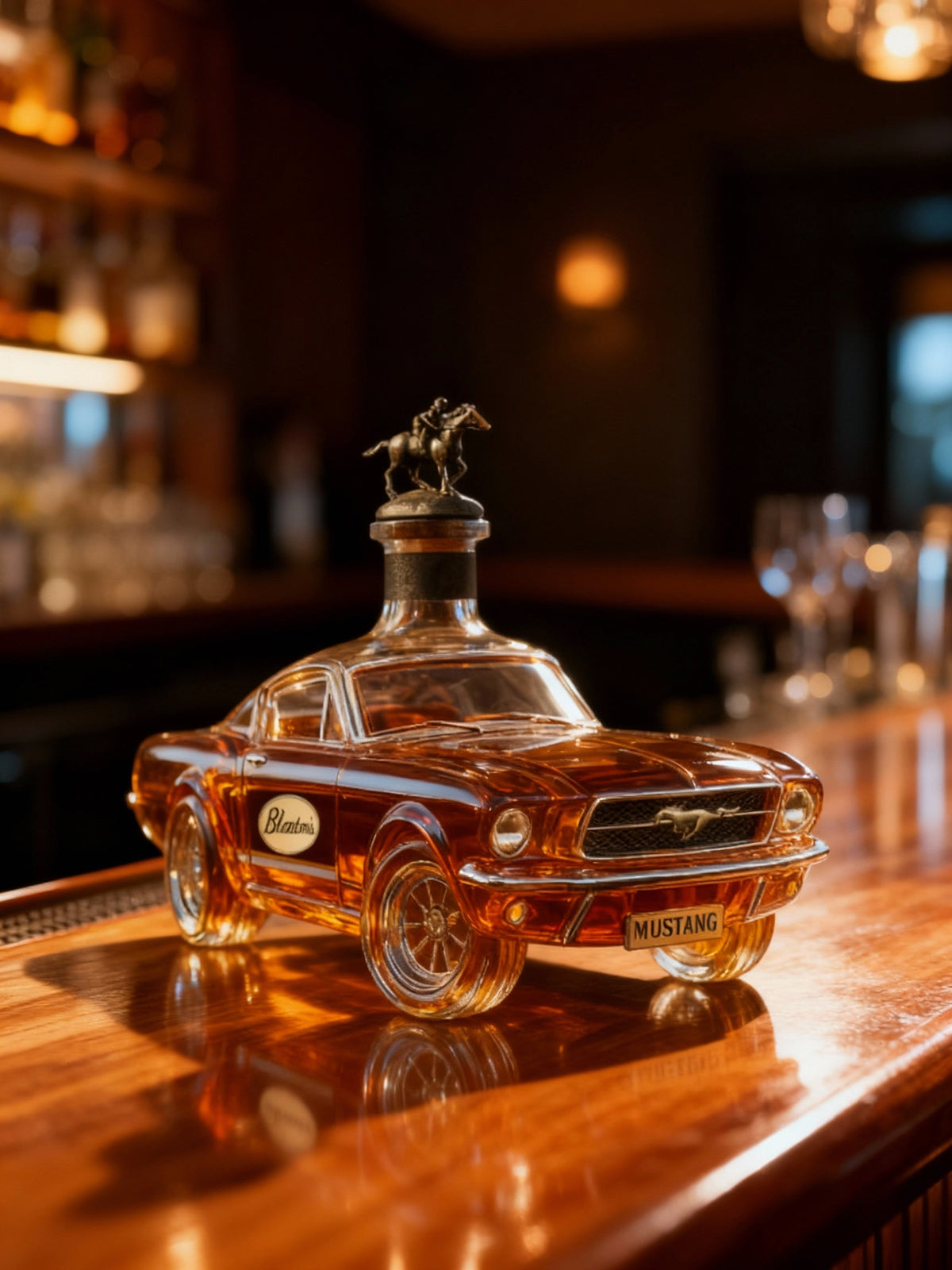 Auto-Vormige Whiskykaraf in Mustang-Stijl - Glazen Spirit Decanter voor Thuisbar